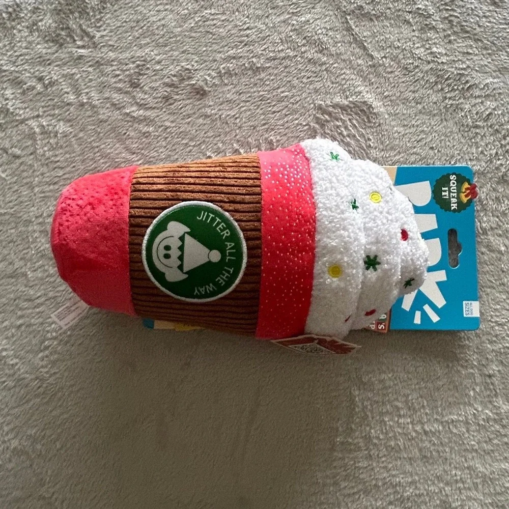 BarkBox Santa's Workchomp Jingle Latte Christmas Dog Toy Squeak Crinkle New